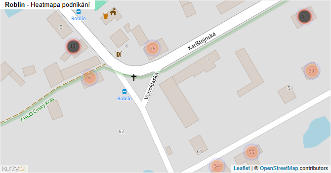Roblín - mapa podnikání