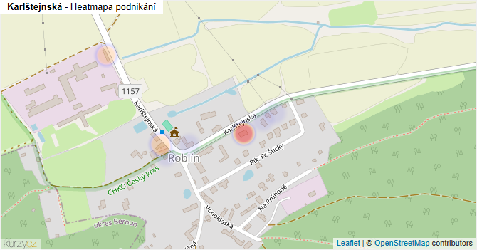 Karlštejnská - mapa podnikání