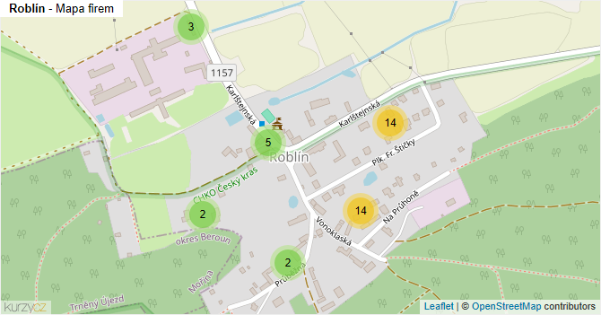 Roblín - mapa firem