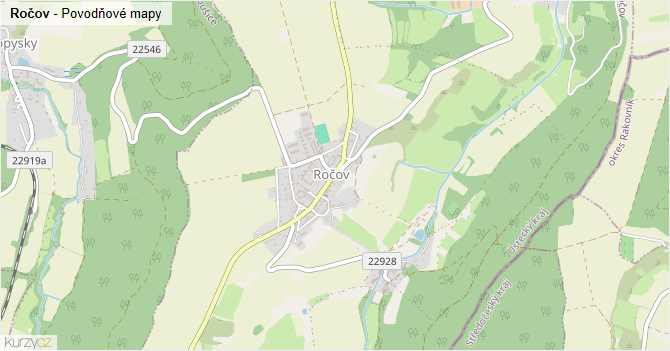 Ročov - záplavové mapy stoleté vody