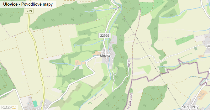 Úlovice - záplavové mapy stoleté vody