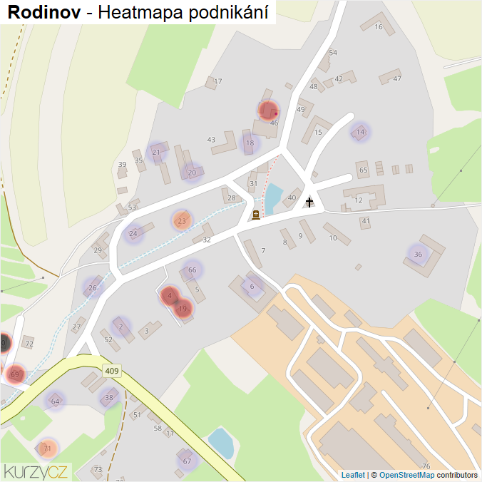 Mapa Rodinov - Firmy v části obce.