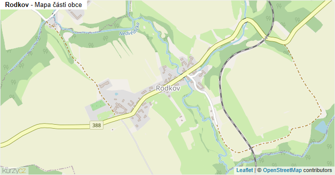 Rodkov - mapa části obce