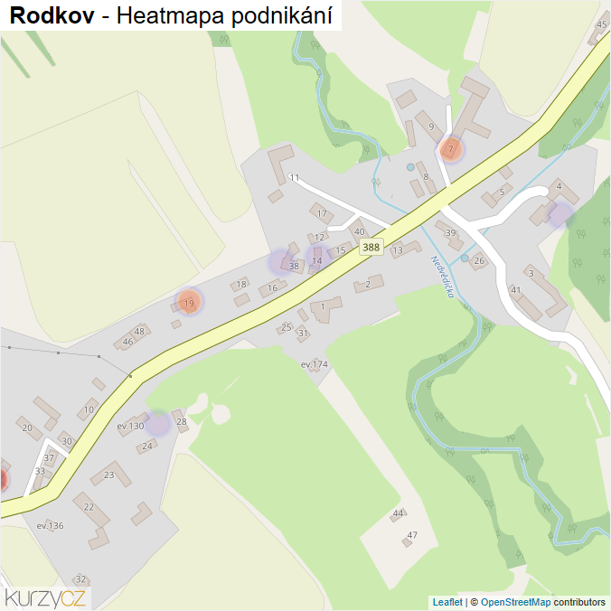 Mapa Rodkov - Firmy v části obce.
