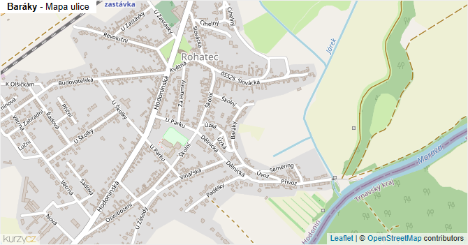 Baráky - mapa ulice