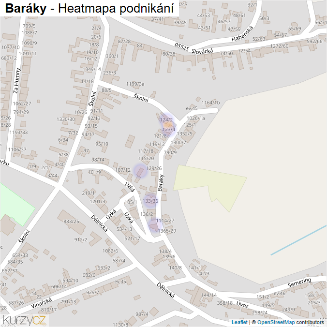 Mapa Baráky - Firmy v ulici.