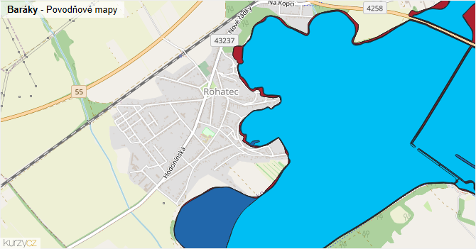 Baráky - záplavové mapy stoleté vody
