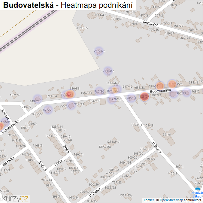 Mapa Budovatelská - Firmy v ulici.