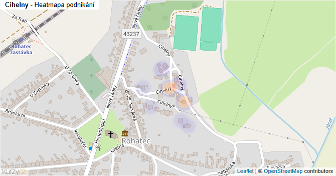 Cihelny - mapa podnikání