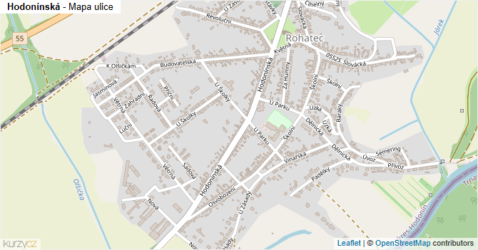 Hodonínská - mapa ulice