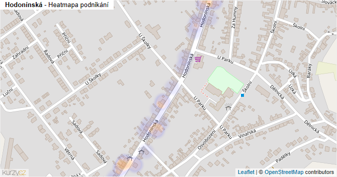 Hodonínská - mapa podnikání