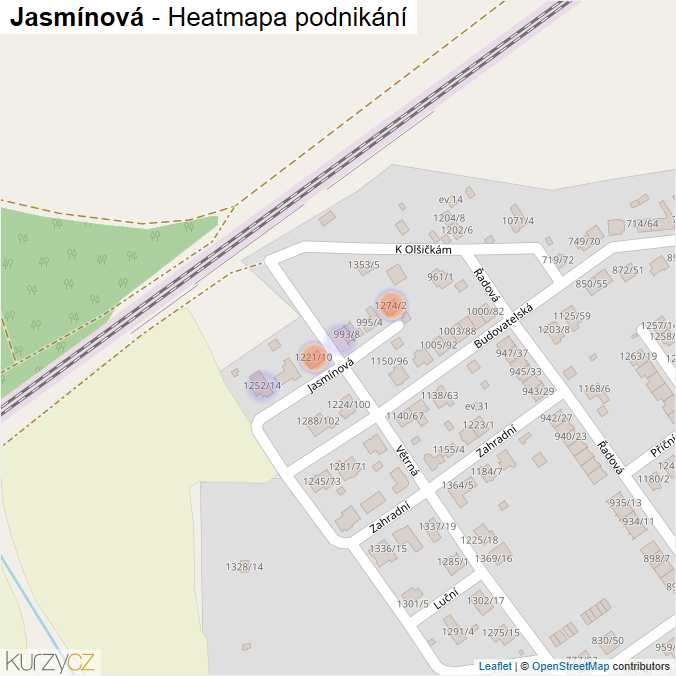 Mapa Jasmínová - Firmy v ulici.