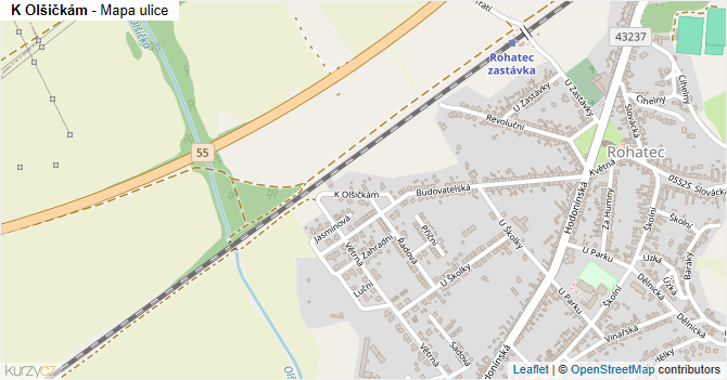 K Olšičkám - mapa ulice