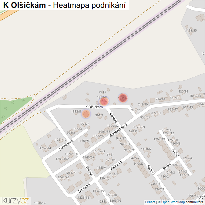Mapa K Olšičkám - Firmy v ulici.