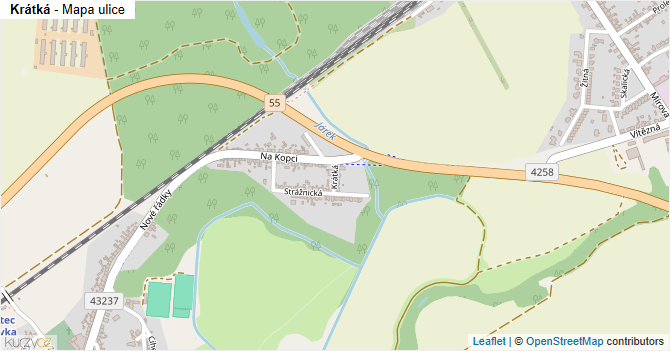 Krátká - mapa ulice