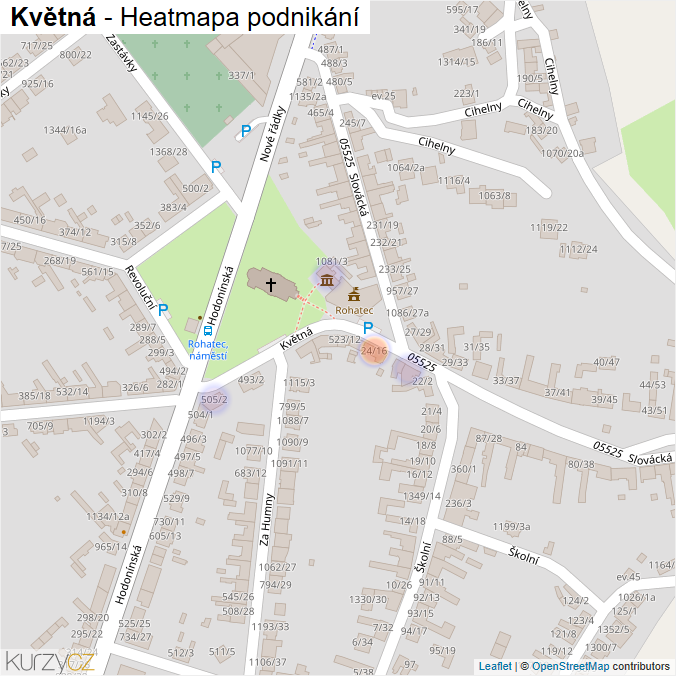 Mapa Květná - Firmy v ulici.