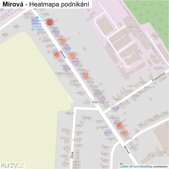 Mapa Mírová - Firmy v ulici.