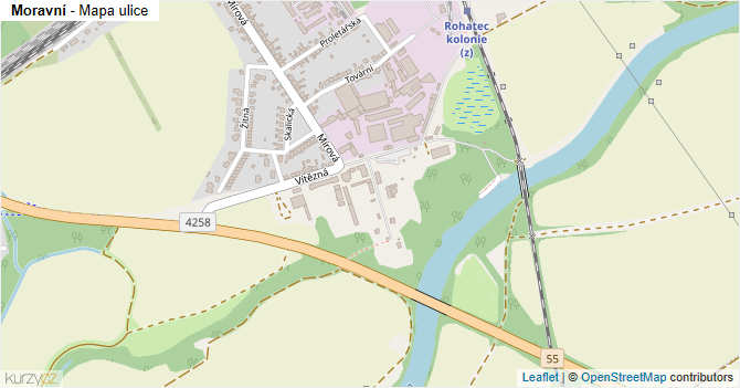 Moravní - mapa ulice