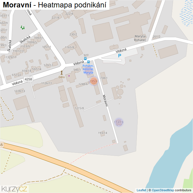 Mapa Moravní - Firmy v ulici.