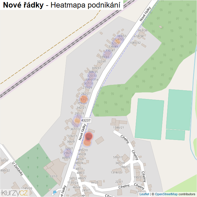 Mapa Nové řádky - Firmy v ulici.