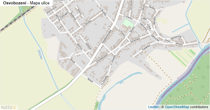 Osvobození - mapa ulice