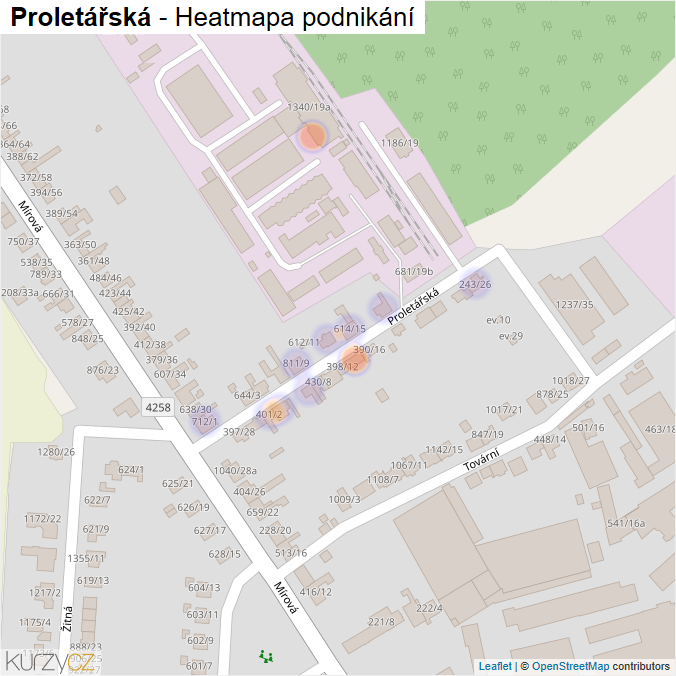 Mapa Proletářská - Firmy v ulici.