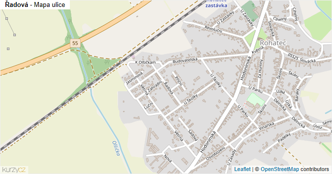 Řadová - mapa ulice