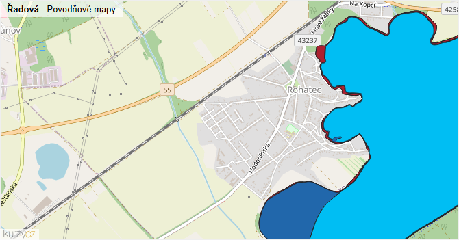 Řadová - záplavové mapy stoleté vody