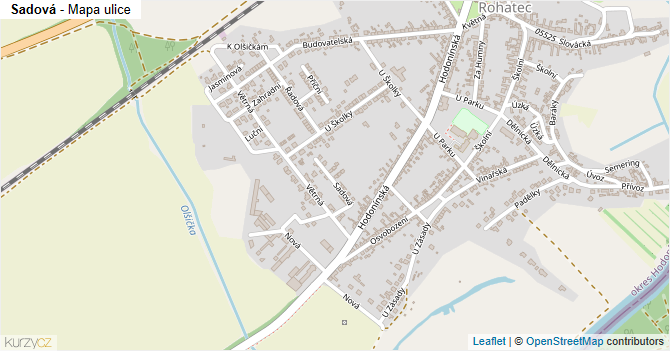 Sadová - mapa ulice
