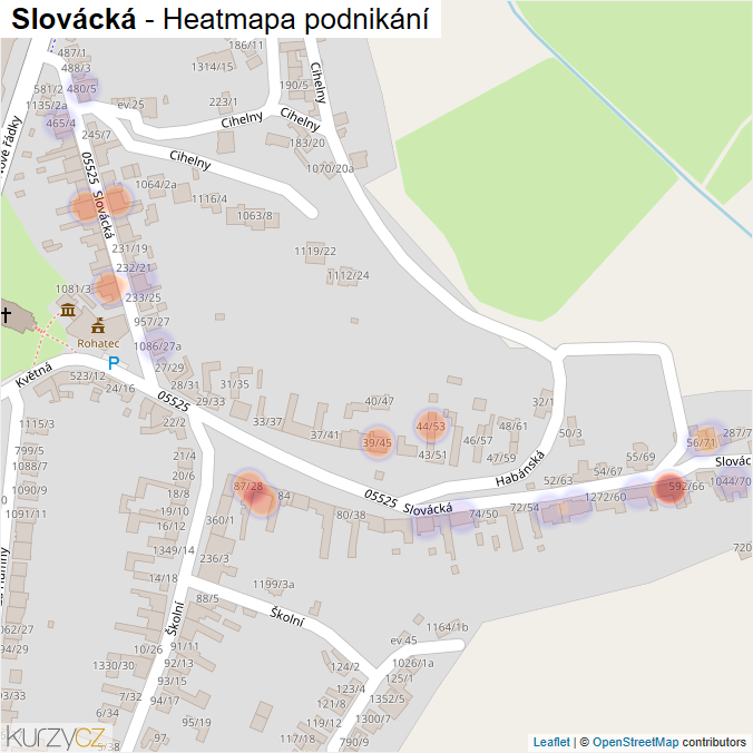 Mapa Slovácká - Firmy v ulici.