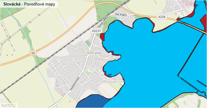 Slovácká - záplavové mapy stoleté vody