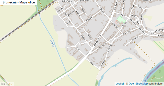 Slunečná - mapa ulice