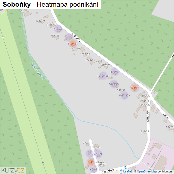 Mapa Soboňky - Firmy v ulici.