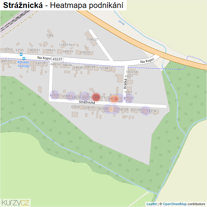 Mapa Strážnická - Firmy v ulici.