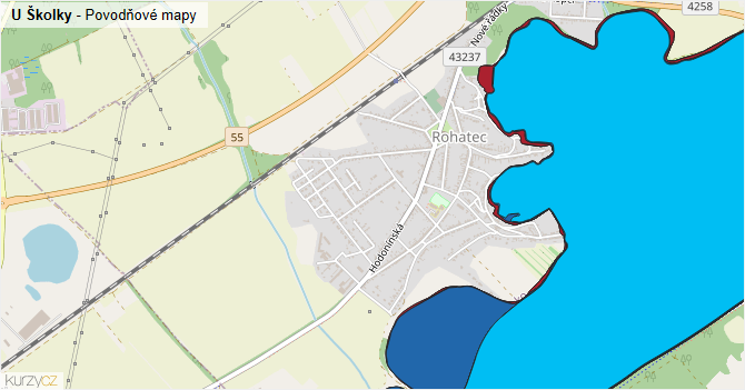 U Školky - záplavové mapy stoleté vody