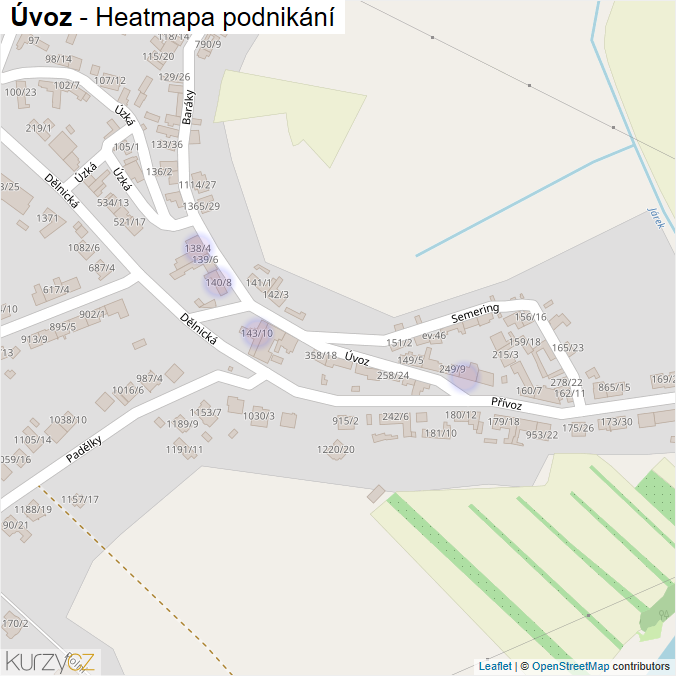 Mapa Úvoz - Firmy v ulici.