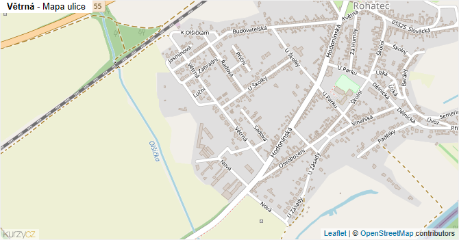 Větrná - mapa ulice