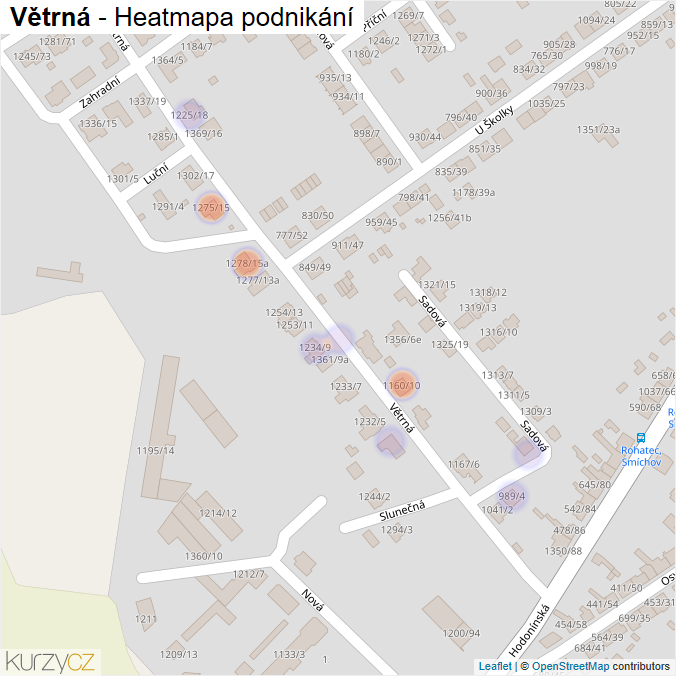 Mapa Větrná - Firmy v ulici.