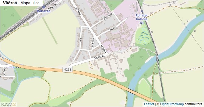 Vítězná - mapa ulice
