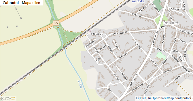 Zahradní - mapa ulice