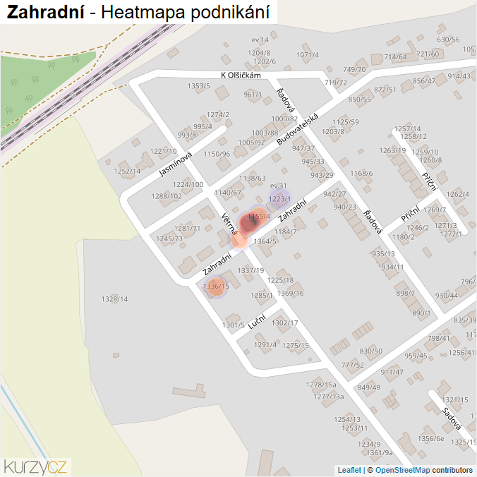 Mapa Zahradní - Firmy v ulici.