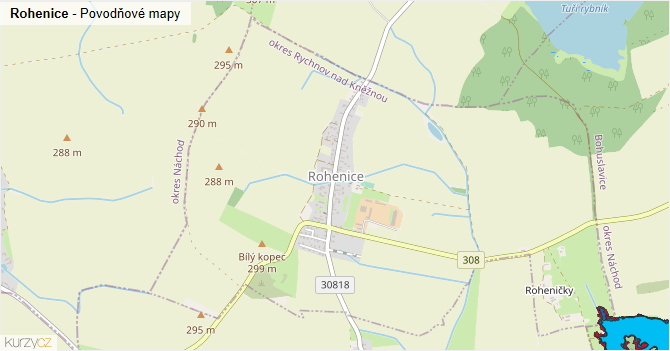 Rohenice - záplavové mapy stoleté vody