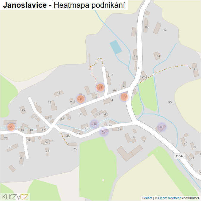 Mapa Janoslavice - Firmy v části obce.
