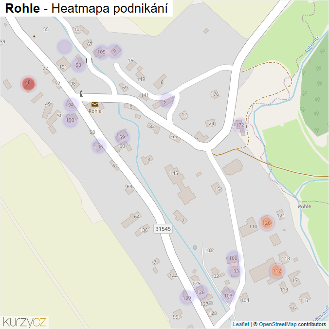 Mapa Rohle - Firmy v části obce.