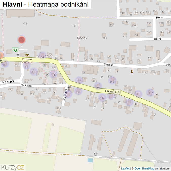 Mapa Hlavní - Firmy v ulici.