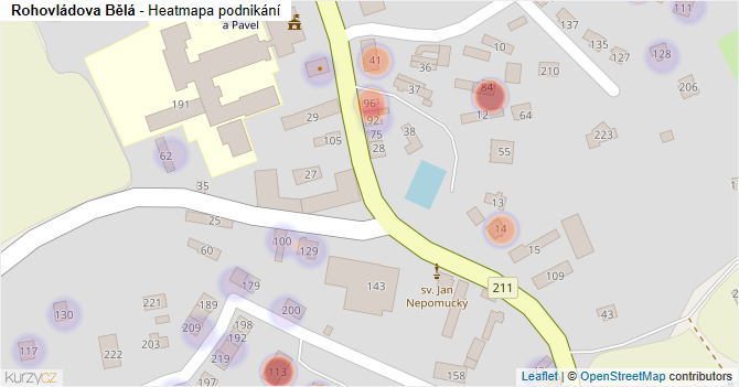 Rohovládova Bělá - mapa podnikání