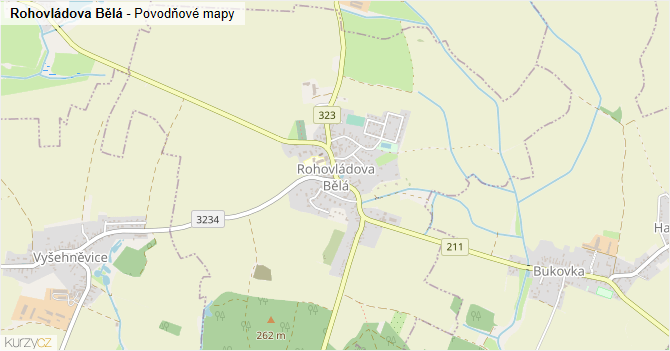 Rohovládova Bělá - záplavové mapy stoleté vody