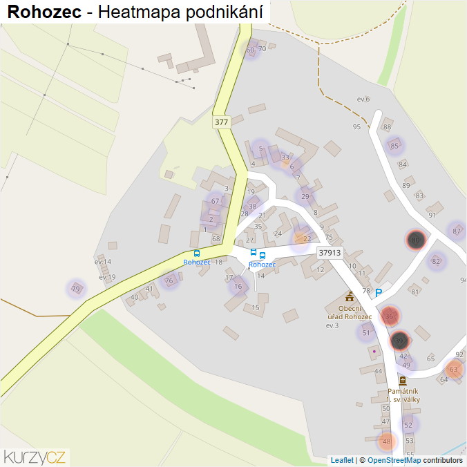 Mapa Rohozec - Firmy v části obce.