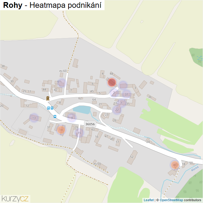 Mapa Rohy - Firmy v části obce.
