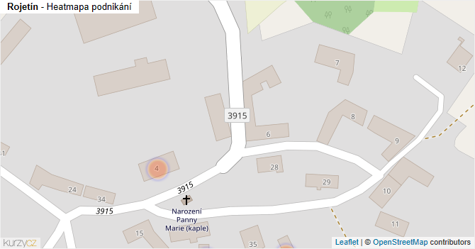 Rojetín - mapa podnikání